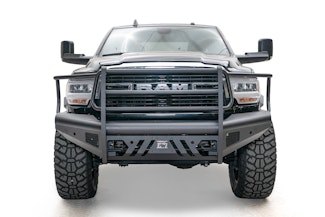 Fab Fours DR19-Q4460-1 Black Steel Elite Series Front Bumper with full guard