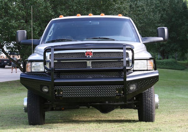 Fab Fours DR94-S1560-1 Black Steel Bumper with Full Guard with Tow Hooks