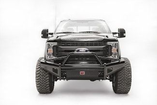Fab Fours FS17-S4162-1 Black Steel Bumper with Pre-runner Guard with Tow Hooks