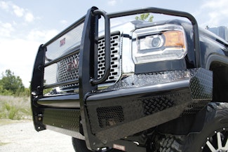 Fab Fours GM11-S2860-1 Black Steel Bumper with Full Guard with Tow Hooks