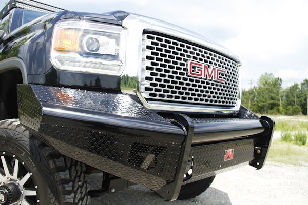 Fab Fours GM11-S2861-1 Black Steel Bumper with No Guard with Tow Hooks