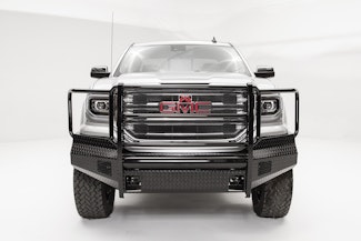 Fab Fours GS16-K3960-1 Black Steel Full Grill Guard with Tow Hooks