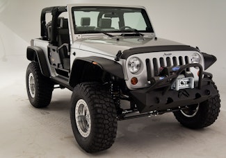 Fab Fours JK07-B1854-1 Premium Hardcore Stubby Winch Bumper with grill guard