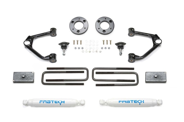 Fabtech K1152 1.5" Ball Joint UCA Lift Kit, Front Shock Spacers & Rear Performance Shocks