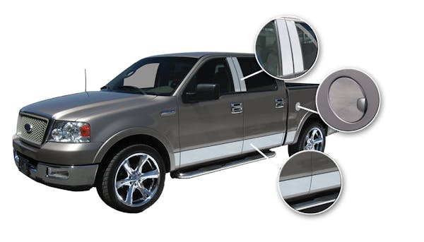 ICI UCUT-RKP8-LB Proflex U Cut Chrome Rocker Panel; 6 pc.; 8 in. x 54 in. ABS w/Pattern Material