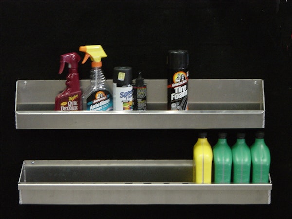 Owens Products 39104 QUART SIZE STORAGE SHELF WITH TOOL HOLDER-SMOOTH ALUMINUM