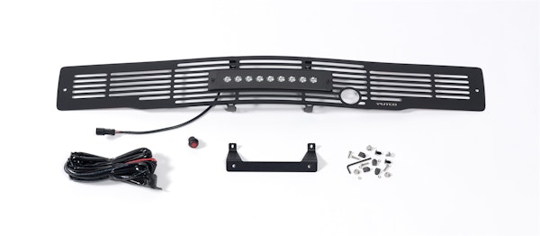 Putco 87160FPL Stainless Steel Black Bar Design Bumper Insert with Heater Plug, 10" Light Bar