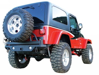 Rampage Products 76610 Rear Recovery Bumper; Black w/Swing Away Tire Mount; Lights Sold Separately