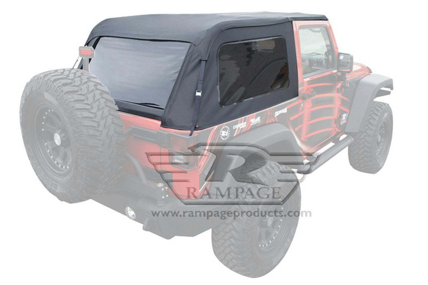 Rampage Products 109935 Frameless Soft Top Kit Sailcloth; Black
