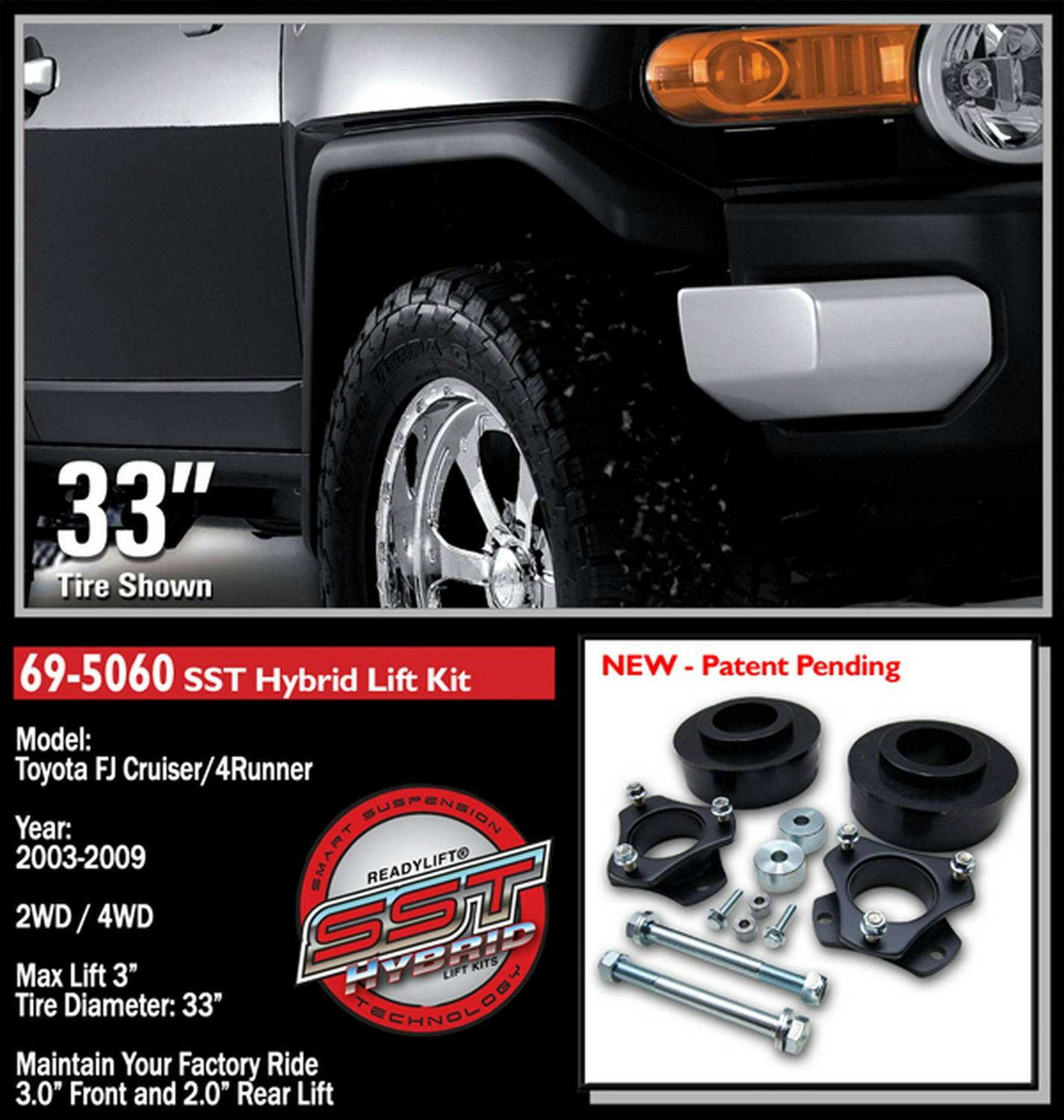 ReadyLift 69-5060 3'' SST Lift Kit Front with 2'' Rear Spacer without Shocks