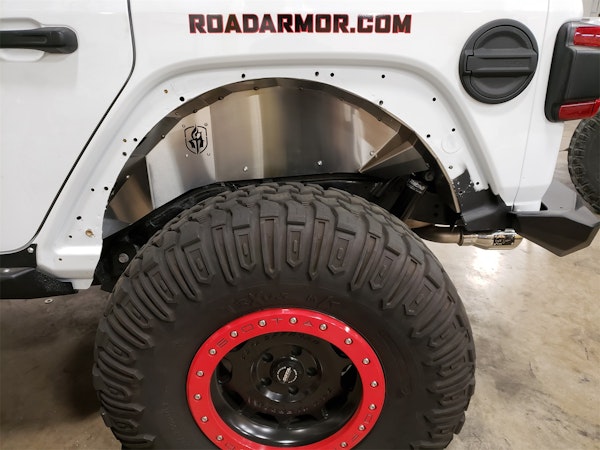 Road Armor 518LFR0Z Stealth Rear Fender Liner JL Body Armor Raw Stainless Steel