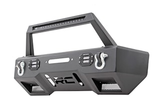 Rough Country 11826 Front Stealth Stubby Winch Bumper w/ Hoop & Black Series LED Lights