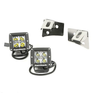 Rugged Ridge 11028.10 Windshield Bracket LED Kit; Stainless Steel; Square; 07-17 Wrangler JK