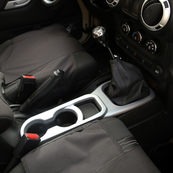 Rugged Ridge 11152.23 Center Cup Console; Brushed Silver; Manual; 11-17 Jeep Wrangler JK