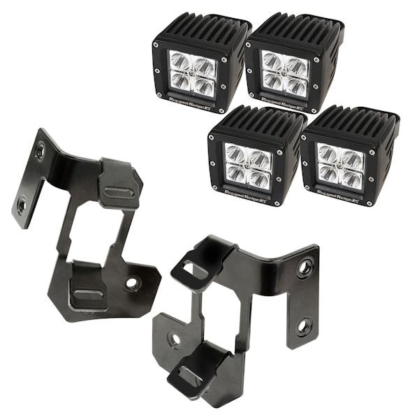 Rugged Ridge 11232.33 A-Pillar Light Mount Kit, Semi-Gloss Black, Square LED