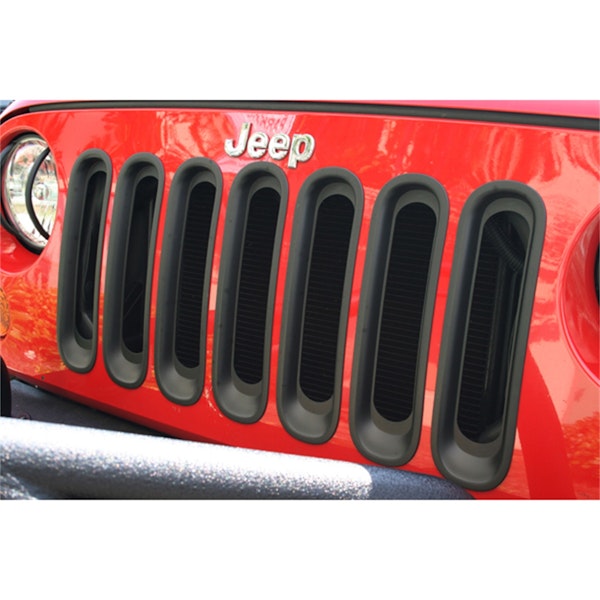 Rugged Ridge 11306.30 Grille Inserts; Black; 07-17 Jeep Wrangler JK
