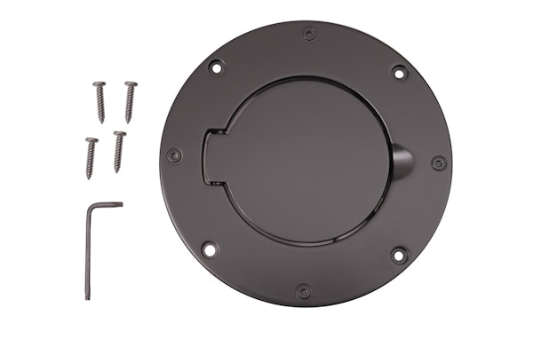 Rugged Ridge 11425.02 Non-Locking Gas Cap Door; Black; 97-06 Jeep Wrangler TJ