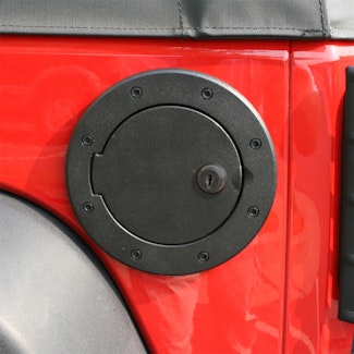 Rugged Ridge 11425.06 Locking Gas Cap Door; Black Aluminum; 07-17 Jeep Wrangler JK