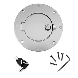 Rugged Ridge 11425.09 Brushed Aluminum Locking Gas Hatch Cover; 97-06 Jeep Wrangler TJ