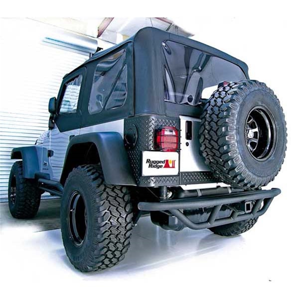 Rugged Ridge 11503.11 RRC Rear Bumper; 2 Inch Receiver Hitch; 87-06 Jeep Wrangler YJ/TJ