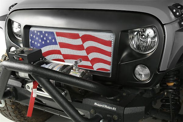 Rugged Ridge 12034.22 Spartan Grille Insert; American Flag; 07-17 Jeep Wrangler JK