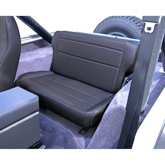 Rugged Ridge 13462.15 Fold and Tumble Rear Seat; Black Denim; 76-95 Jeep CJ/Wrangler YJ