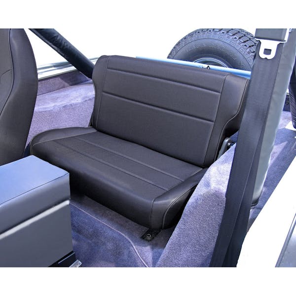 Rugged Ridge  Fold and Tumble Rear Seat; Black Denim; 76-95 Jeep CJ/Wrangler  YJ