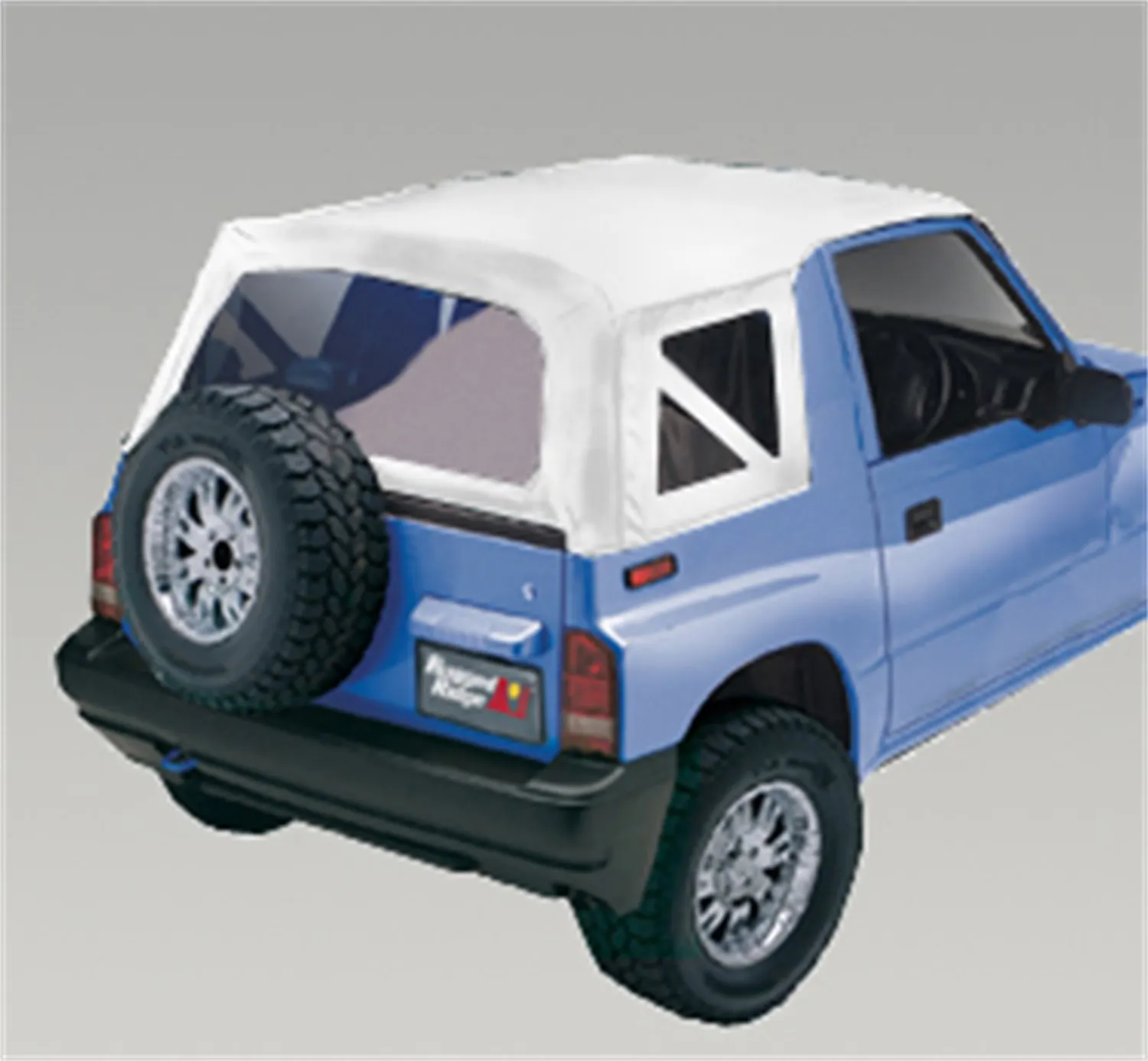 Black Soft Top With Tinted Zip-Out Windows For 1995-1998 Suzuki Sidekick / Tracker