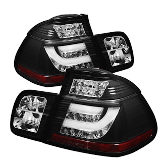 Spyder Auto 5015938 (Spyder) BMW E46 3-Series 02-05 4Dr Light Bar Style LED Tail Lights-Black