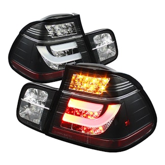Spyder Auto 5037695 (Spyder) BMW E46 3-Series 99-01 4Dr Light Bar Style LED Tail Lights-Black
