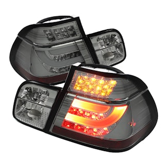 Spyder Auto 5037718 (Spyder) BMW E46 3-Series 99-01 4Dr Light Bar Style LED Tail Lights-Smoke
