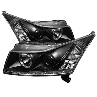 Spyder Auto 5037916 (Spyder) Chevy Cruze 11-14 Projector Headlights-LED Halo-DRL-Black-High H1 (Incl