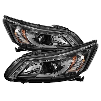 Spyder Auto 5080530 (Spyder) Honda Accord 2013-2015 4DR Projector Headlights-Light Bar DRL-Black