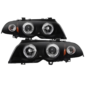 Spyder Auto 5084804 (Spyder) BMW E46 3-Series 99-01 4DR Projector Headlights 1PC-LED Halo-Amber Refl