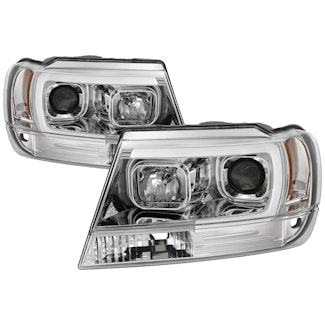Spyder Auto 5085214 (Spyder) Jeep Grand Cherokee 99-04 Version 2 Light Bar Projector Headlights-Chro