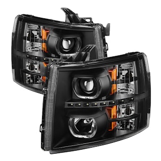 Spyder Auto 9032189 ( xTune ) Chevy Silverado 1500/2500/3500 07-13 LED Halo Projector Headlights-Bla