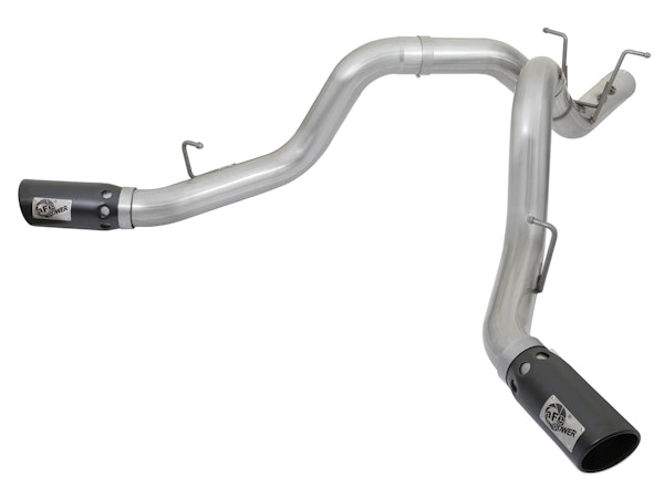 AFE 49-04086-B ATLAS 4in Aluminized Steel DPF-Back Exhaust System w/Dual Rear Exit Black Tips