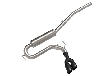 AFE 49-33144-B Rebel Series 2-1/2 IN 304 Stainless Steel Cat-Back Exhaust System w/ Black Tip