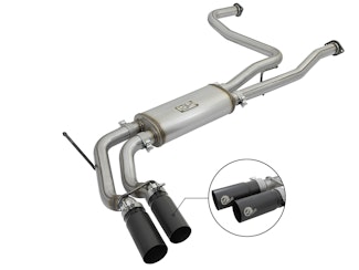 AFE 49-46124-B Rebel Series 3in Stainless Steel Cat-Back Exhaust System w/Black Tips