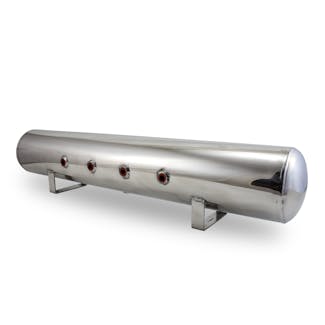 Air Lift Performance 12956 5 Gal Alum Air Tank - (4) 3/8" face ports, & 1/4" drain port Polished
