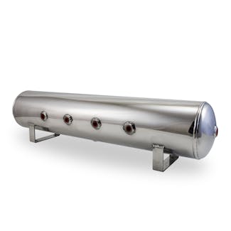 Air Lift Performance 12957 4 Gal Alum Air Tank - (4) 1/4" face ports, (2) 3/8" end ports, & 1/4" drain port