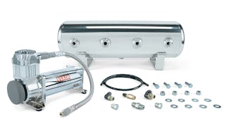 Air Lift Performance 27801 2.5 Gal. Polished Tank w/ Viair 444c chrome compr 1/4" & 3/8" fittings hardware