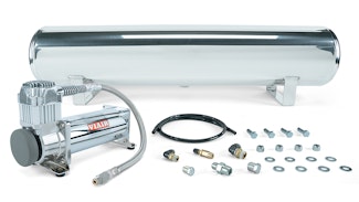 Air Lift Performance 27802 4 Gal. Polished Tank w/ Viair 444c chrome compr 1/4" & 3/8" fittings & hardware