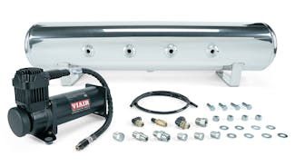 Air Lift Performance 27807 4 Gal. 7-Port Polished Tank Viair 444c black compr 1/4" & 3/8" fittings hardware