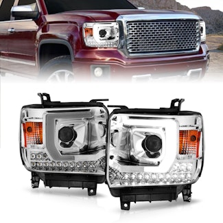AnzoUSA 111553 Plank Style Projector Headlight Chrome Housing