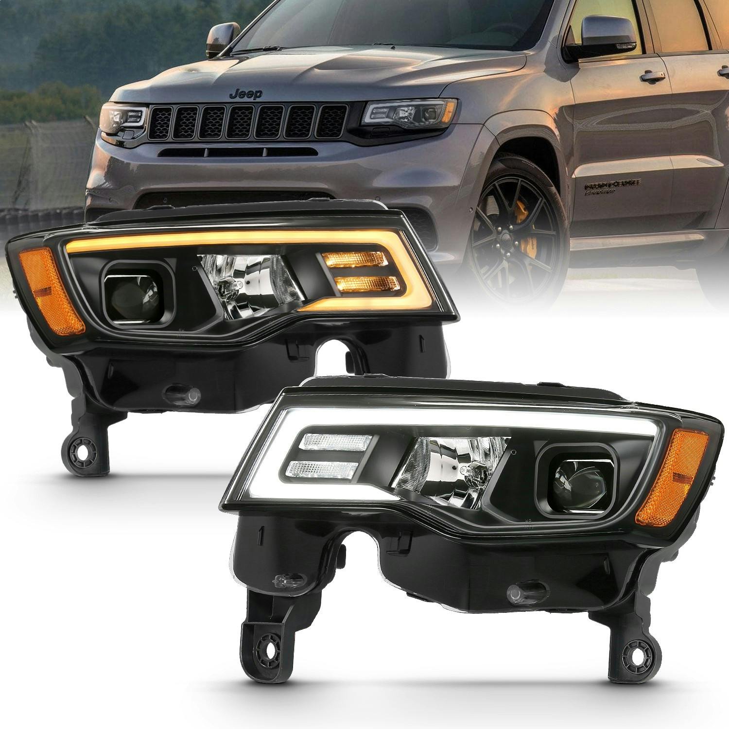 AnzoUSA 111418 Projector Headlights with Plank Style Switchback