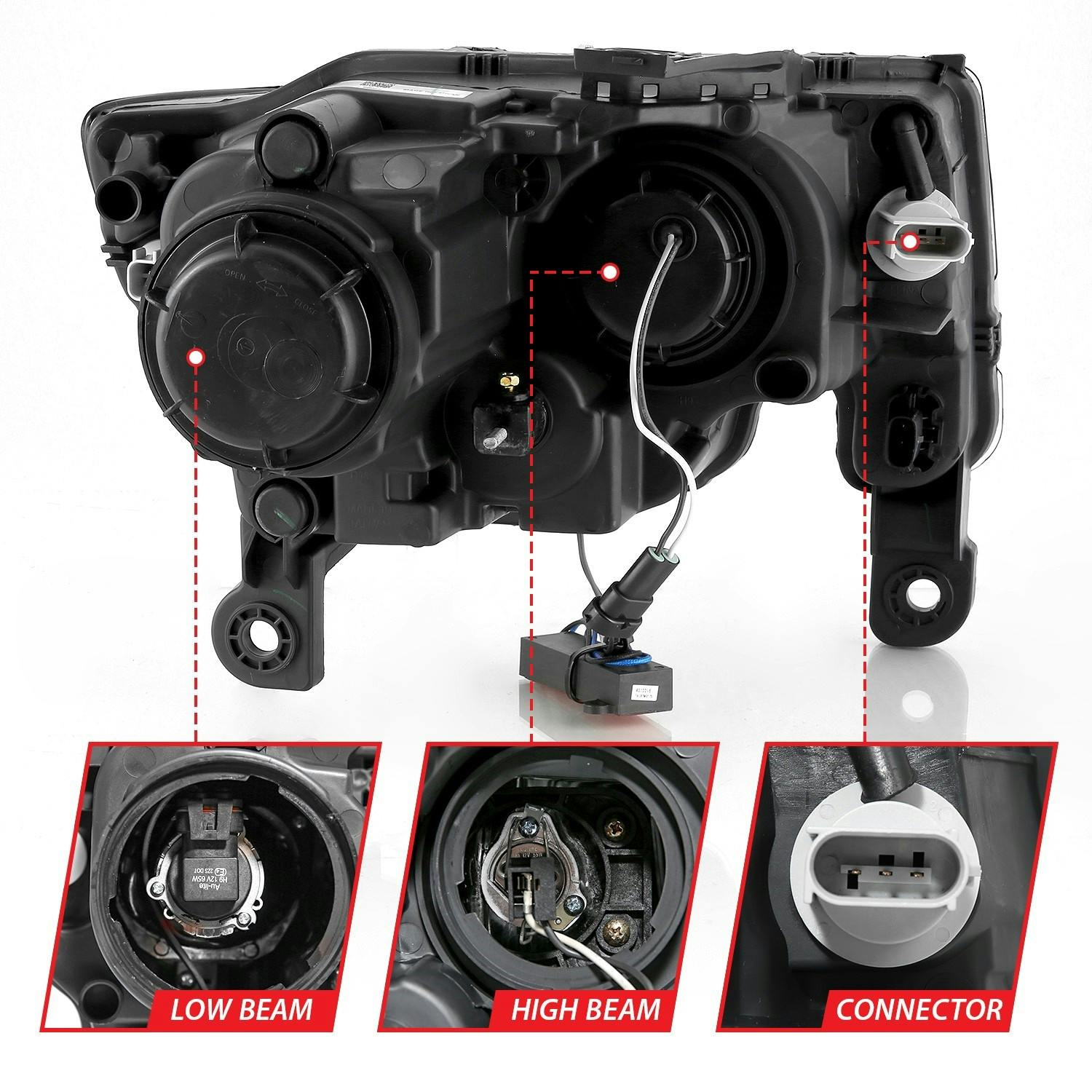 AnzoUSA 111418 Projector Headlights with Plank Style Switchback