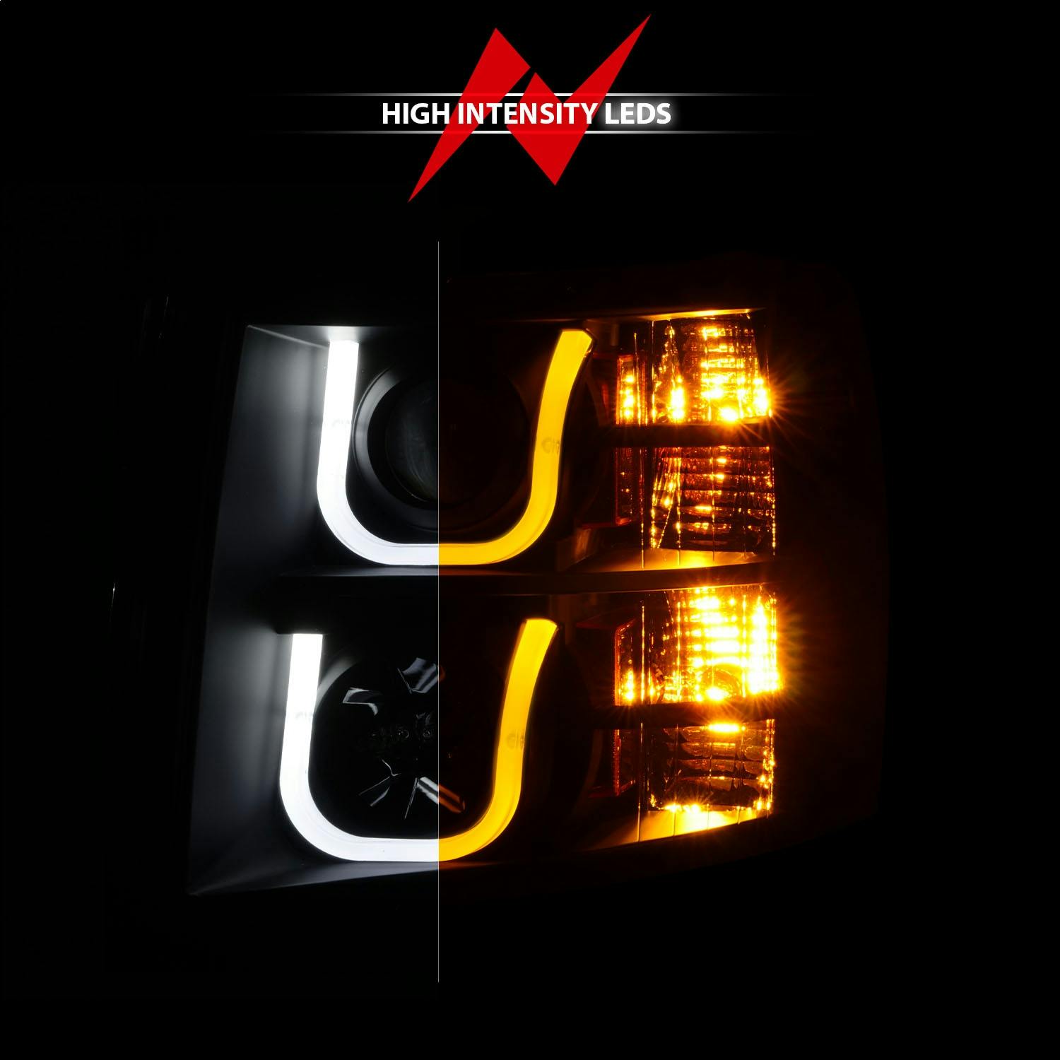 AnzoUSA 111384 Projector Headlights with U-Bar Switchback