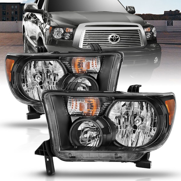 AnzoUSA 111436 Crystal Headlight Black Amber