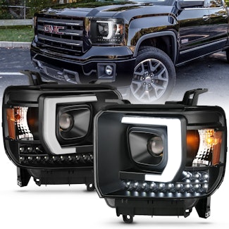 AnzoUSA 111450 Projector Plank Style Headlight Black With Drl